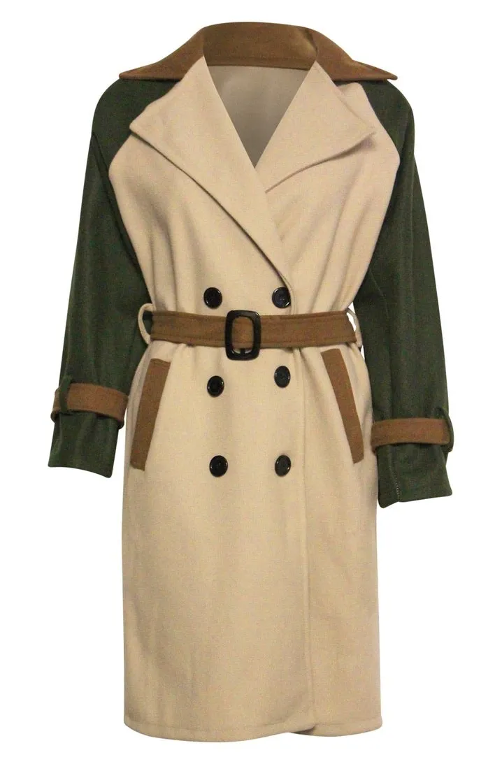 PHOENIX CONTRAST BELTED LONGLINE COAT