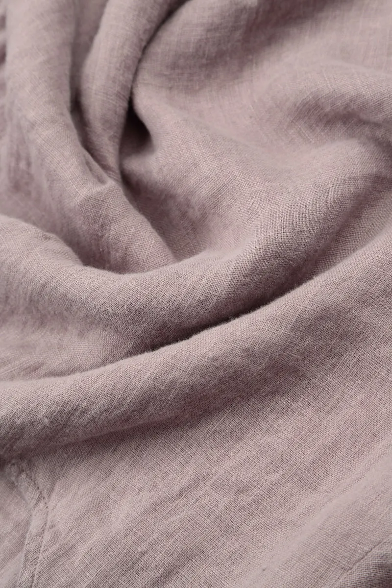 Pin-Tucked Greige Linen Blouse