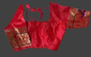 Red Paithani blouse online usa silk blouses ready to wear online shopping bandhani blouse online