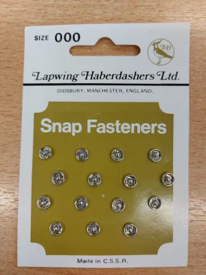 Silver Metal Sew-in Snap Fasteners (press studs/poppers ) 15pack - 5mm to 11mm Options