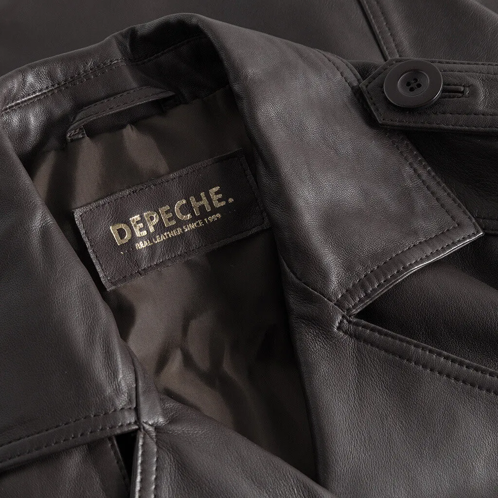 Trendy kort May trenchcoat i blødt skind / 51146 - Chocolate