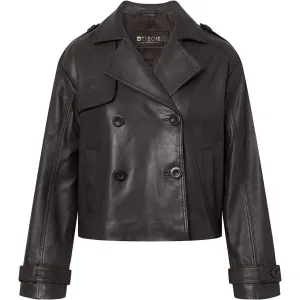 Trendy kort May trenchcoat i blødt skind / 51146 - Chocolate