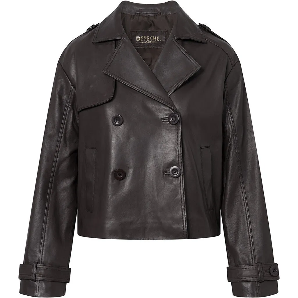 Trendy kort May trenchcoat i blødt skind / 51146 - Chocolate