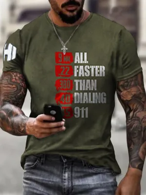 Vintage  Military Letters Casual T-Shirt