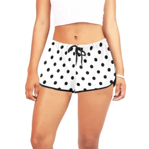 White With Black Polka Dots Women's Relaxed Shorts