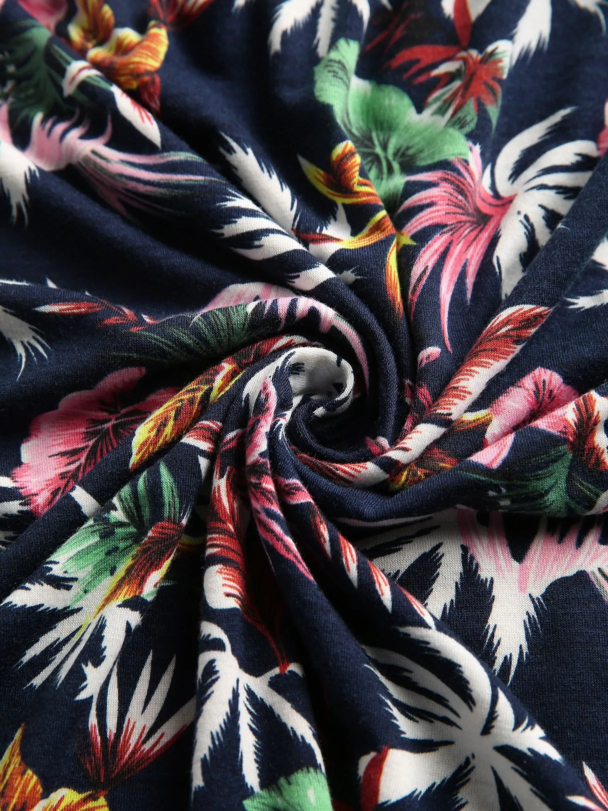 Wholesale Off The Shoulder Floral Print Backless 3/4 Sleeve Navy T-Shirts