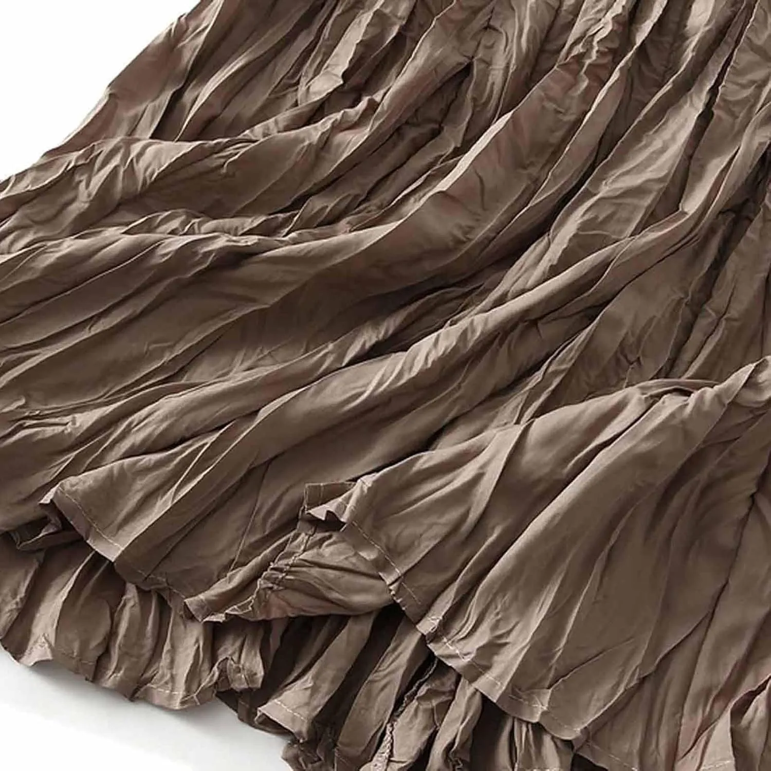 Womens Chic Elastic High Waisted A Line Pleated Shirring Maxi Long Skirt Elegant Vintage Evening Party Summer Skirts