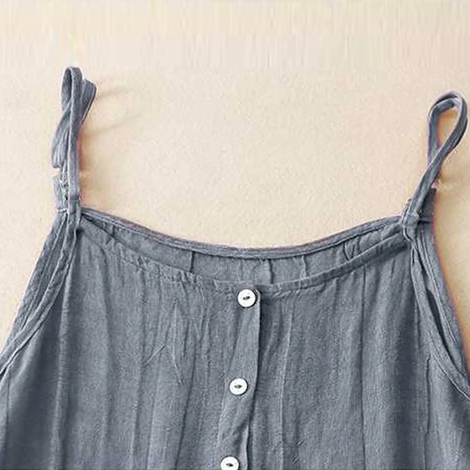 Women's Summer Cotton Linen Cami Dress Dressy Casual Plus Size Button Down Sun Dress Trendy Comfy Summer Lounge Outfits